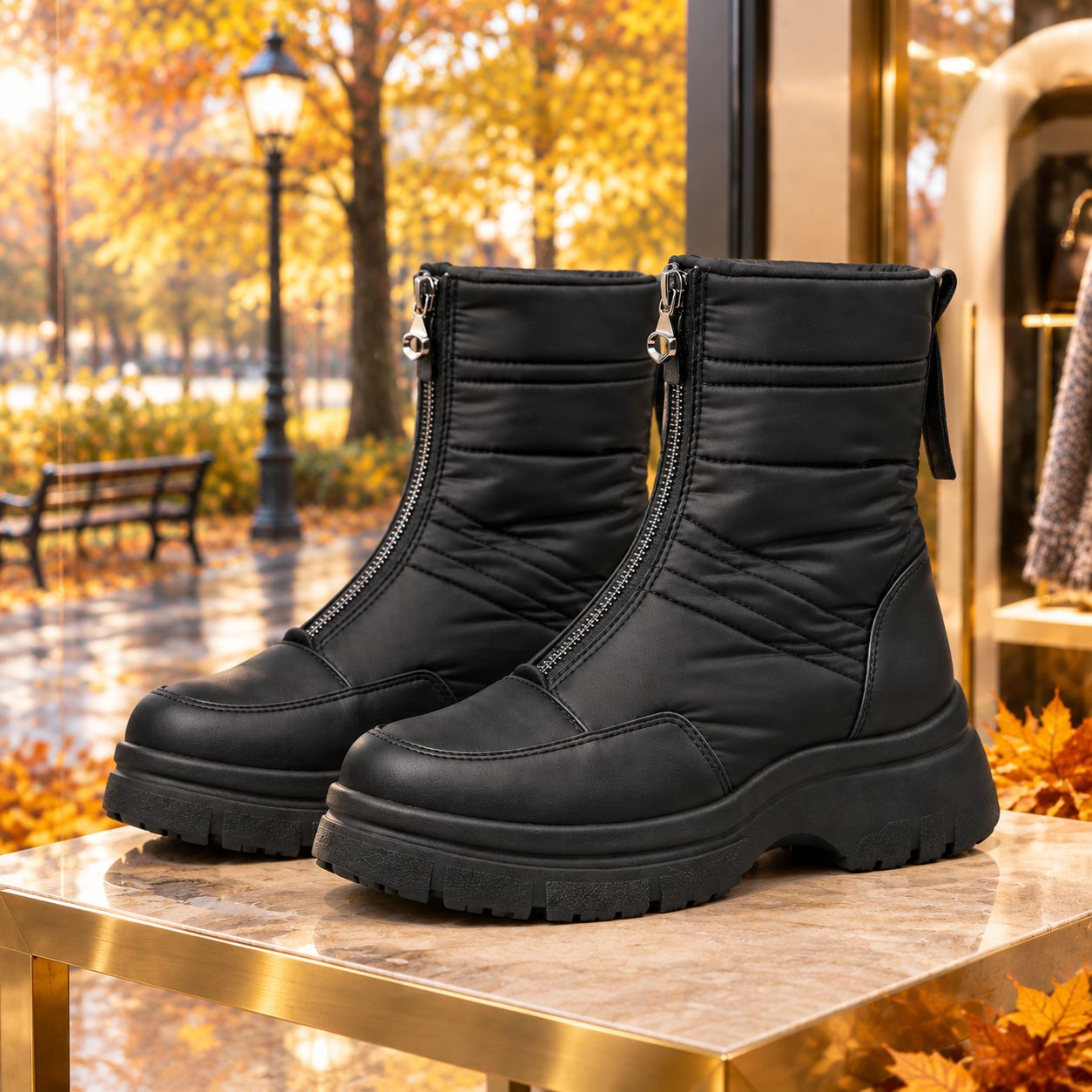 نیم بوت زنانه مدل کاپشنی زیره وارداتی مدل Paniz